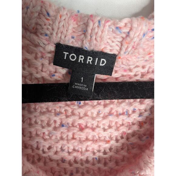 TORRID Pink blue speckled long oversized cozycore sweater Size 1X Soft Girl - Picture 5 of 7